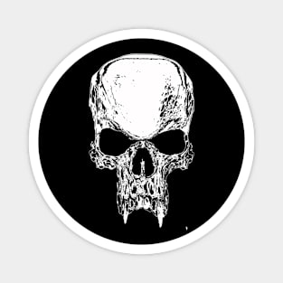 White vampire skull, black background. Magnet